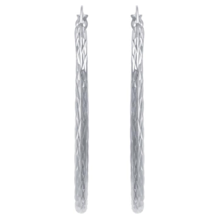 Distributed By Target Women's Sterling Silver Starburst Diamond Cut Hoop Earrings