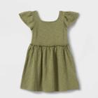 Toddler Girls' Short Sleeve Solid Knit Washed Dress - Cat & Jack Green