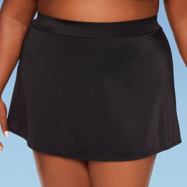 Women's Plus Size Slimmig Control Skirt - Dreamsuit By Miracle Brands Black