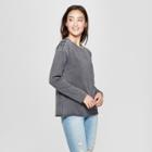 Women's Long Sleeve Lace-up Shoulder French Terry Pullover - Grayson Threads (juniors') Charcoal