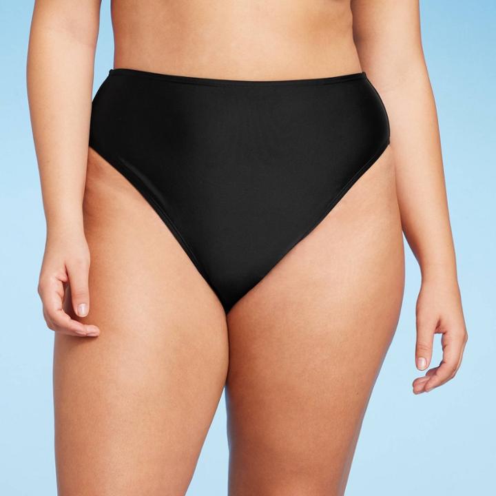 Women's High Leg Cheeky High Waist Bikini Bottom - Wild Fable Black