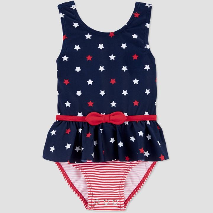 Baby Girls' Polka Dot One Piece Swimsuit - Just One You Made By Carter's Dark Blue