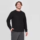 Men's Tall Standard Fit Long Sleeve Textured Crew Neck T-shirt - Goodfellow & Co Black