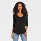 Long Sleeve Scoop Neck 2pk Bundle Maternity T-shirt - Isabel Maternity By Ingrid & Isabel Black/black