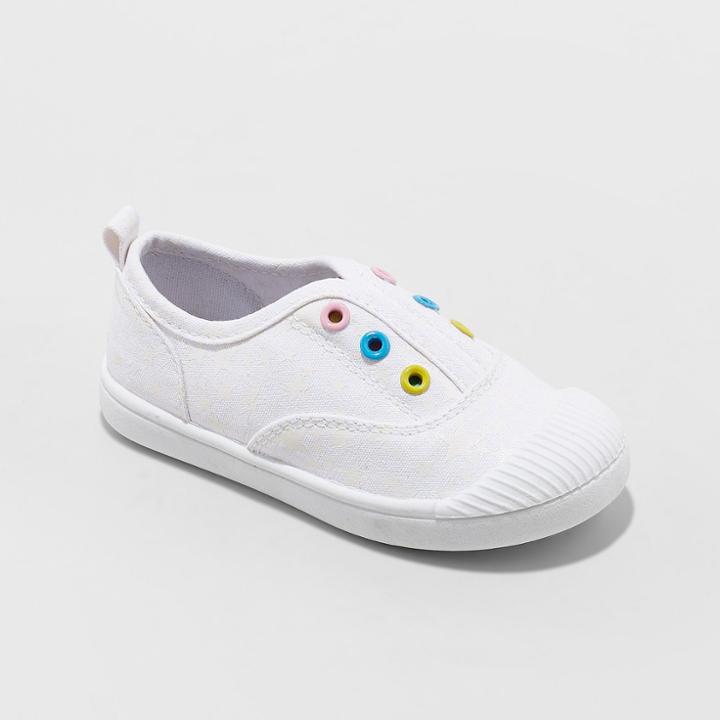 Toddler Girls' Alivia Canvas Slip On Sneakers - Cat & Jack White