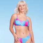 Women's Tunnel Front Bralette Bikini Top - Wild Fable Blue Marble Print