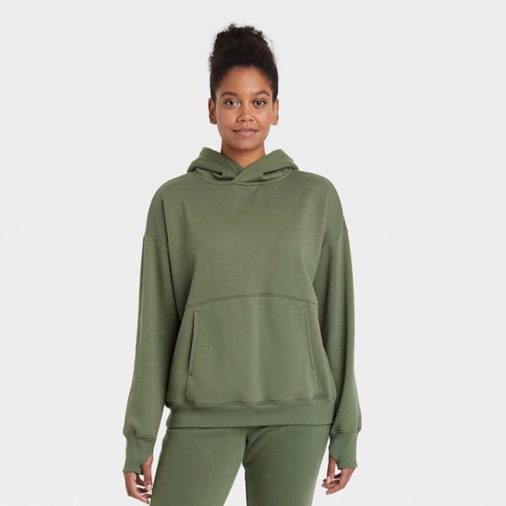 Women's Fleece Hoodie - All In Motion Olive Gray