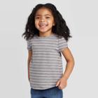 Petitetoddler Girls' Short Sleeve Striped T-shirt - Cat & Jack Gray 12m, Toddler Girl's