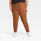 Women's Plus Size Tapered Stretch Woven Mid-rise Pants - All In Motion Chestnut