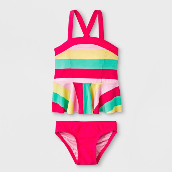 Baby Girls' Rainbow Stripe Tankini - Cat & Jack Pink