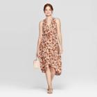 Women's Floral Print Regular Fit Sleeveless Deep V-neck Wrap Midi Dress - A New Day