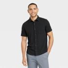 Men's Short Sleeve Knit Button-down Shirt - Goodfellow & Co Black