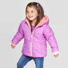 Toddler Girls' Reversible Puffer Jacket - Cat & Jack Violet 12m, Girl's, Purple