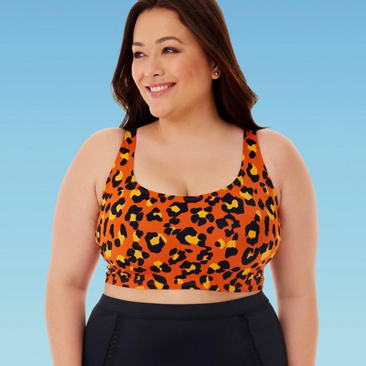 Women's Plus Size Slimming Control Scoop Back Bikini Top - Beach Betty By Miracle Brands Orange 1x, Women's,