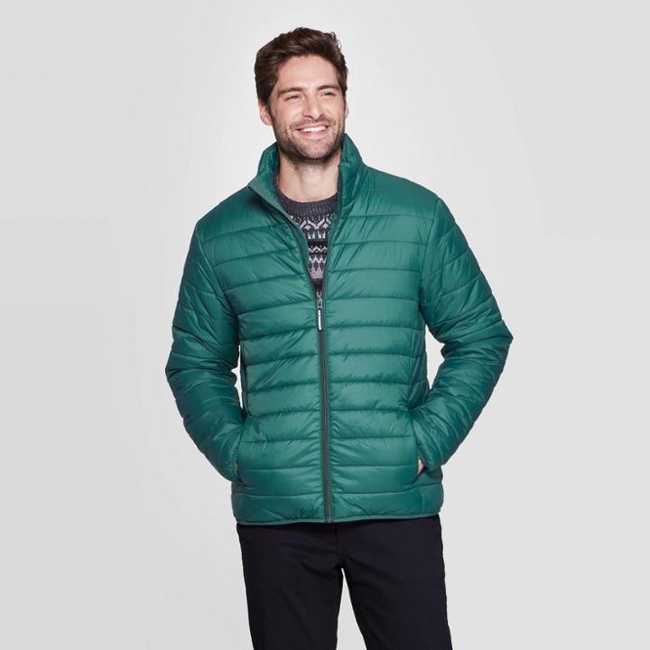 Men's Standard Fit Puffer Jacket - Goodfellow & Co Green M,