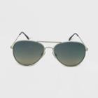 Women's Aviator Metal Silhouette Sunglasses - Wild Fable Silver, Women's, Size: Small, Grey/silver