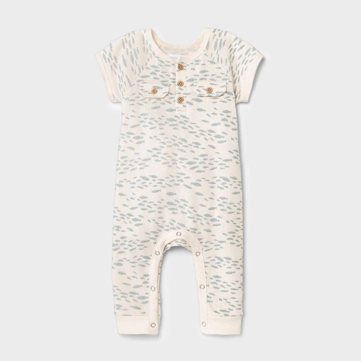 Grayson Mini Baby Boys' Fish Henley Jumpsuit - Cream