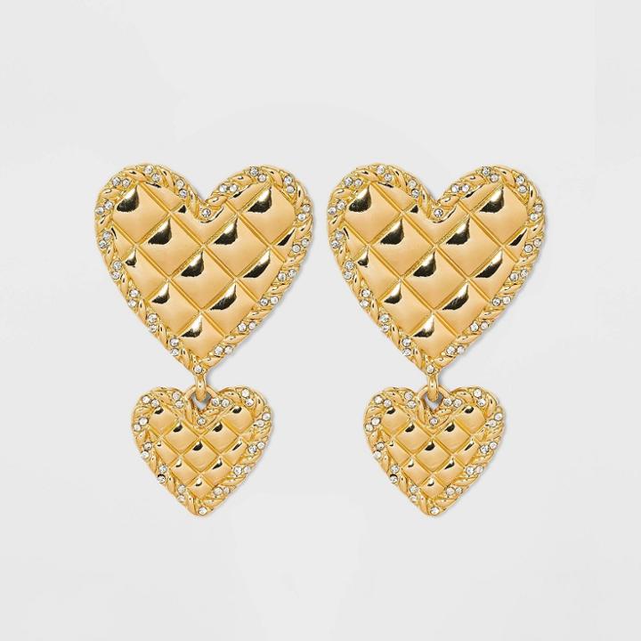 Sugarfix By Baublebar Quilted Heart Drop Earrings - Gold