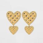 Sugarfix By Baublebar Quilted Heart Drop Earrings - Gold