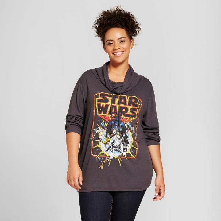 Women's Plus Size Star Wars Graphic Cowl Sweatshirt (juniors') - Black