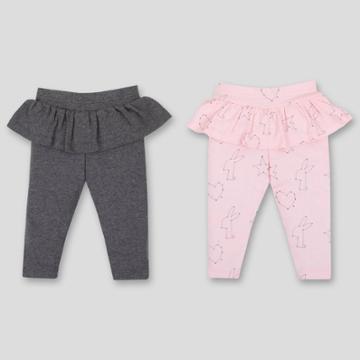 Lamaze Baby Girls' 2pk Ruffle Organic Cotton Leggings - Pink/gray