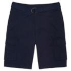 French Toast Boys' Belted Uniform Cargo Shorts - Navy (blue)