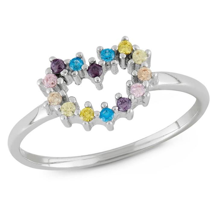 Tiara Kid's Cubic Zirconia Heart Ring In Sterling Silver, Girl's, White