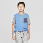 Boys' Knit Short Sleeve Henley Shirt - Cat & Jack Blue
