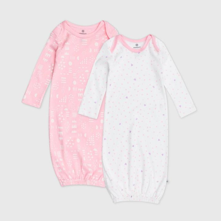 Honest Baby Girls' 2pk Organic Cotton Love Dot Nightgown