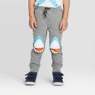 Toddler Boys' Shark Knee Jogger Pants - Cat & Jack Gray 12m, Toddler Boy's