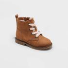 Toddler Girls' Giovanna Zipper Slip-on Lace-up Combat Boots - Cat & Jack Cognac