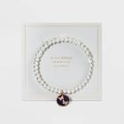 No Brand Rose Gold Two-tone Beaded Bracelet With Butterflies Charm - Gray
