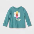 Toddler Girls' Floral Long Sleeve Graphic T-shirt - Cat & Jack Dark Blue