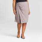 Women's Plus Size Ruched Knit Mini Skirt - Ava & Viv Taupe (brown) X