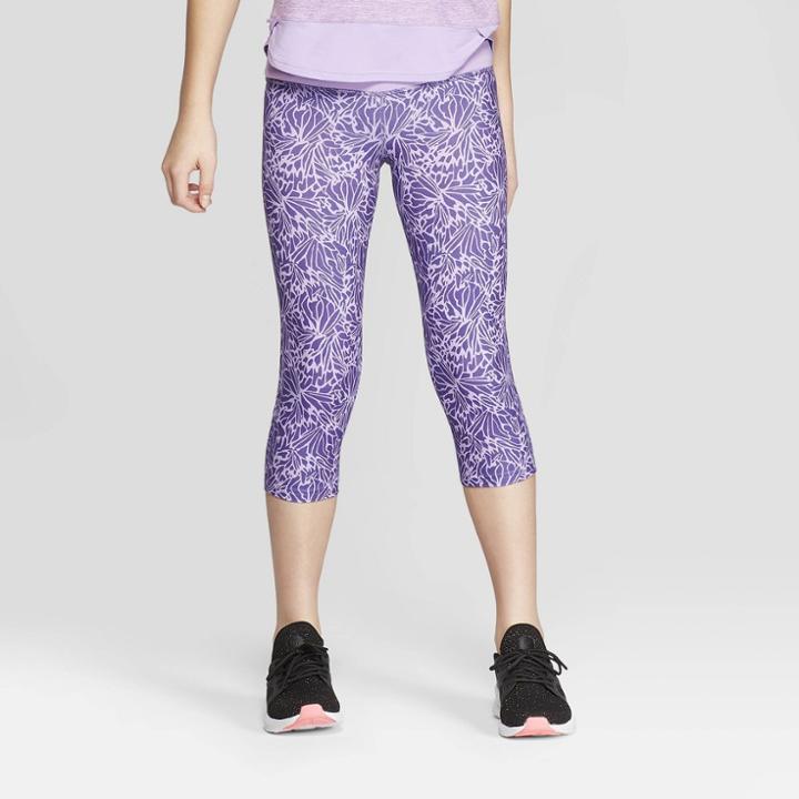 Girls' Floral Printed Performance Capri Leggings - C9 Champion Purple