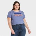 Disney Women's Plus Size Mickey And Friends American Short Sleeve Graphic T-shirt - Blue