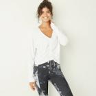 Women's Long Sleeve Cinch Front Top - Joylab White