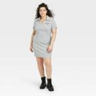Women's Hello Kitty Plus Size Short Sleeve Graphic Polo Dress - Gray