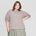Women's Plus Size Long Sleeve Crewneck Fleece Tunic Pullover Sweatshirt - Universal Thread Brown X, Tan