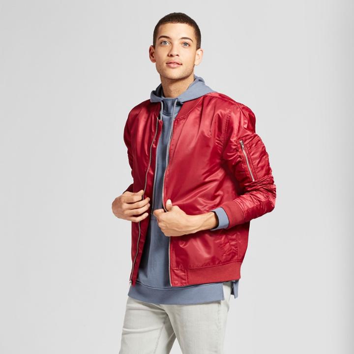 Men's Nylon Bomber Jacket - Jackson Burgundy