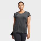 Women's Cap Sleeve Perforated T-shirt - All In Motion Charcoal Gray S, Women's, Size: Small, Grey Gray