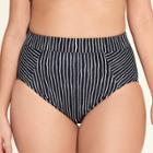 Women's Slimming Control High Waist Bikini Bottom - Beach Betty By Miracle Brands Black/white Stripe