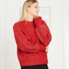 Women's Bishop Sleeve Crewneck Cable Stitch Pullover Sweater - A New Day Red