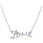 Target Silver Plated Brass Love With Cubic Zircornia Accent Necklace, Girl's,