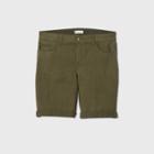 Women's Plus Size Mid-rise Bermuda Jean Shorts - Ava & Viv Olive