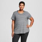 Women's Plus-size Striped Graphic T-shirt - C9 Champion Dark Heather Gray/black 2x, Black Heather