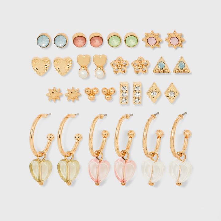 Girls' 15pk Heart Hoop Earrings - Art Class , One Color