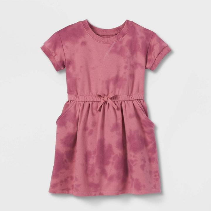 Toddler Girls' Mushroom French Terry Short Sleeve Dress - Cat & Jack Pink