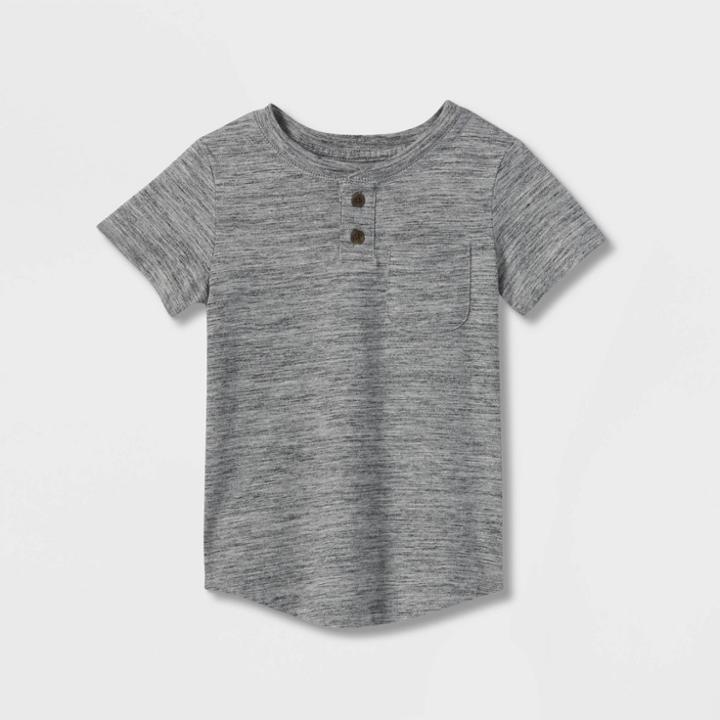 Toddler Boys' Jersey Knit Short Sleeve Henley T-shirt - Cat & Jack Gray