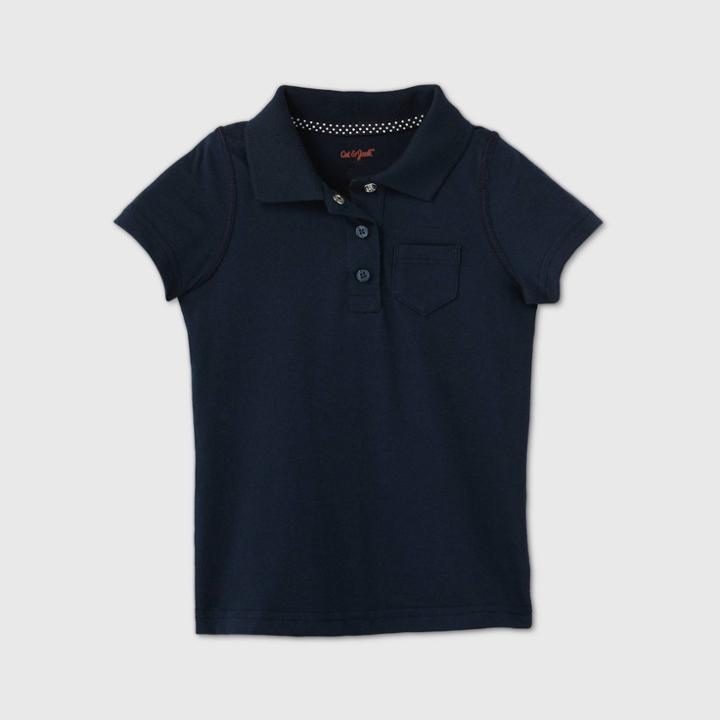 Toddler Girls' Adaptive Short Sleeve Polo Shirt - Cat & Jack Navy